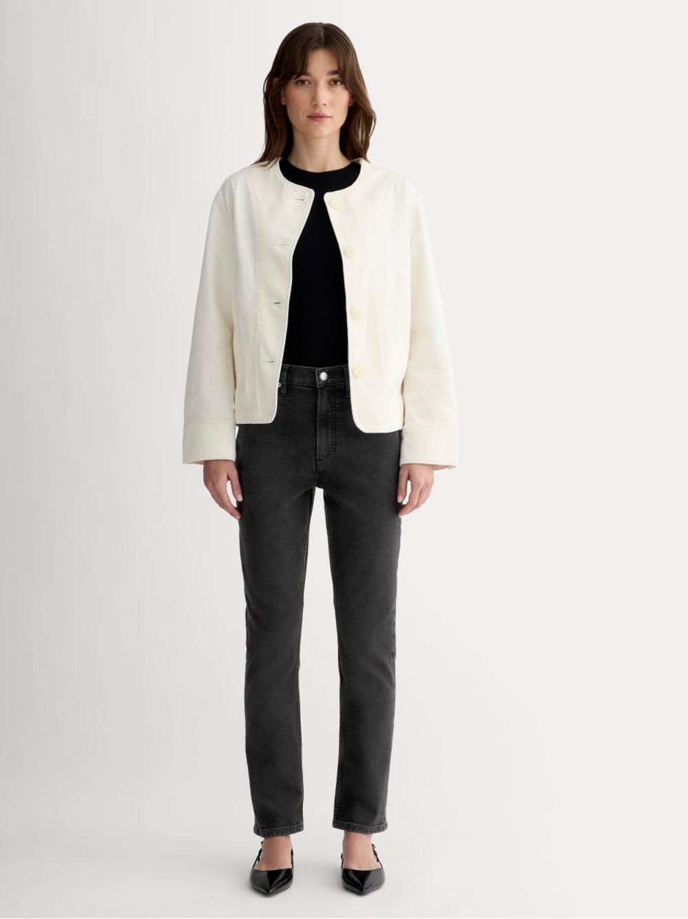 Everlane Original Cheeky Jean Washed Black Straight Leg Organic Cotton 27S NWT